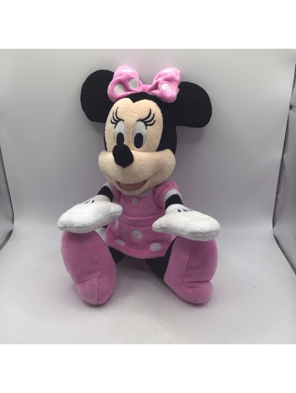 Disney Minnie Mouse Plush Pink Polka Dot Dress Stuffed Animal Doll Toy 10"